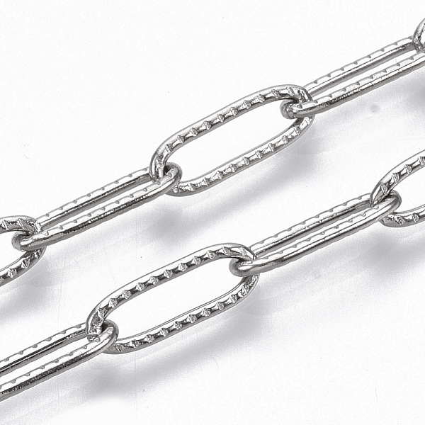 PandaHall 304 Stainless Steel Textured Paperclip Chains, Drawn Elongated Cable Chains, Soldered, Stainless Steel Color, 12x4x1mm, about...
PandaHall 304 Stainless Steel Textured Paperclip Chains, Drawn Elongated Cable Chains, Soldered, Stainless Steel Color, 12x4x1mm, about...