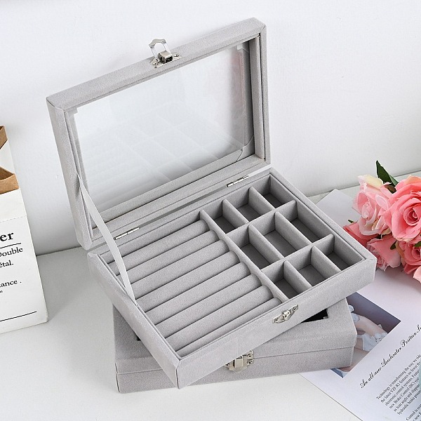 PandaHall Velvet Jewerly Presentation Boxes, Jewelry Organizer Case with Visible Window, for Earrings Rings Necklaces Showing, Rectangle..., Gray
PandaHall Velvet Jewerly Presentation Boxes, Jewelry Organizer Case with Visible Window, for Earrings Rings Necklaces Showing, Rectangle..., Gray