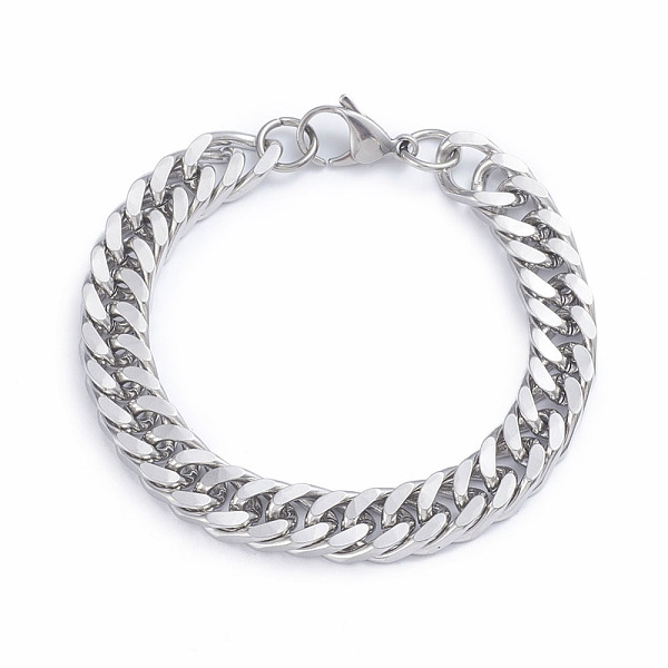 PandaHall Men's 304 Stainless Steel Diamond Cut Cuban Link Chain Bracelets, with Lobster Claw Clasps, Stainless Steel Color, 8-1/2...
PandaHall Men's 304 Stainless Steel Diamond Cut Cuban Link Chain Bracelets, with Lobster Claw Clasps, Stainless Steel Color, 8-1/2...