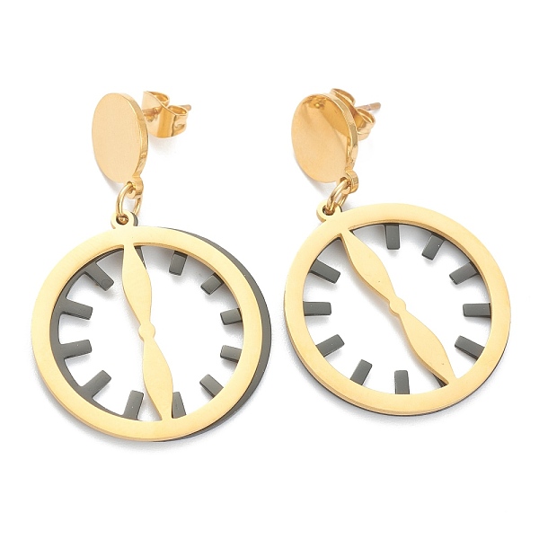 PandaHall Ion Plating(IP) 304 Stainless Steel Dangle Stud Earrings, with Ear Nuts, Clock, Golden, 40mm, Pin: 0.8mm 304 Stainless Steel Clock
PandaHall Ion Plating(IP) 304 Stainless Steel Dangle Stud Earrings, with Ear Nuts, Clock, Golden, 40mm, Pin: 0.8mm 304 Stainless Steel Clock