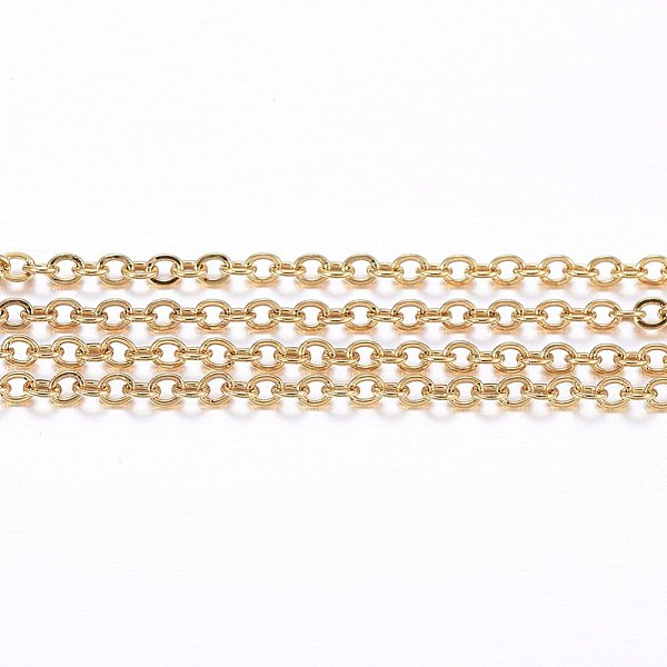 PandaHall 304 Stainless Steel Cable Chains, Soldered, with Spool, Flat Oval, Golden, 1.5x1.2x0.3mm, about 164.04 Feet(50m)/roll 304...
PandaHall 304 Stainless Steel Cable Chains, Soldered, with Spool, Flat Oval, Golden, 1.5x1.2x0.3mm, about 164.04 Feet(50m)/roll 304...