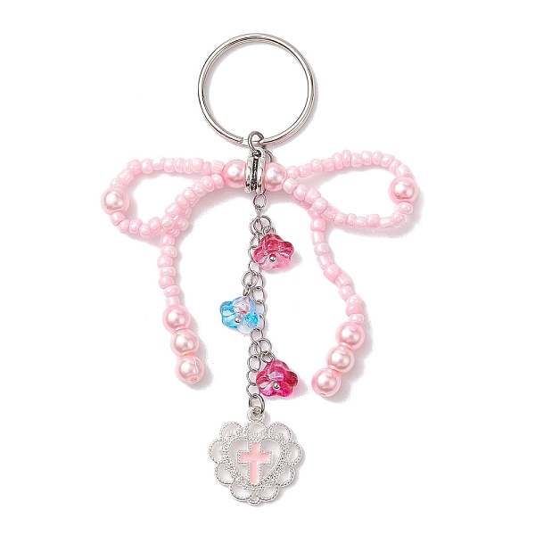 PandaHall Glass Seed Bead Keychain, with Iron Split Key Ring and Alloy Enamel Pendants, Pearl Pink, 10.2cm Glass Bowknot
PandaHall Glass Seed Bead Keychain, with Iron Split Key Ring and Alloy Enamel Pendants, Pearl Pink, 10.2cm Glass Bowknot