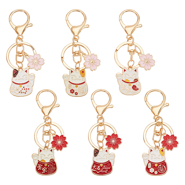 PandaHall Olycraft 6Pcs 6 Style Chinese Style Alloy Enamel Keychains, with Iron Lobster Clasp and Rings, Cat with Flower, Mixed Color..., Multicolor
PandaHall Olycraft 6Pcs 6 Style Chinese Style Alloy Enamel Keychains, with Iron Lobster Clasp and Rings, Cat with Flower, Mixed Color..., Multicolor