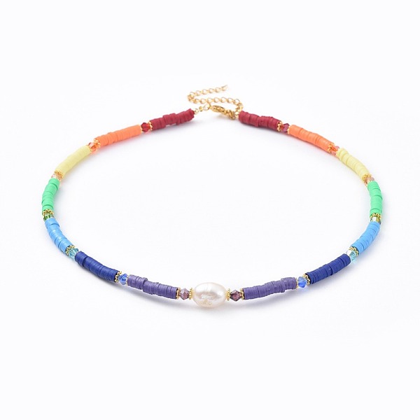 PandaHall Handmade Polymer Clay Heishi Beads Necklaces, with Glass Beads, Freshwater Pearl Beads and 304 Stainless Steel Twisted Chains...
PandaHall Handmade Polymer Clay Heishi Beads Necklaces, with Glass Beads, Freshwater Pearl Beads and 304 Stainless Steel Twisted Chains...