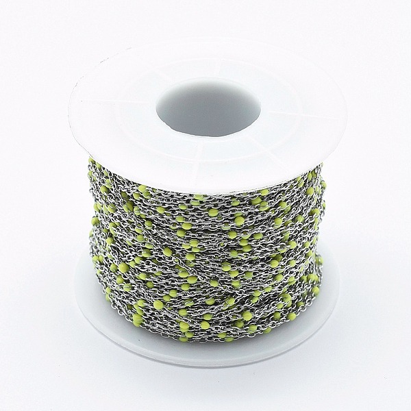 PandaHall Handmade Stainless Steel Chains, Soldered, with Spool, Enamel, Stainless Steel Color, Champagne Yellow, 2x1.6x0.2mm, Beads: 2mm...
PandaHall Handmade Stainless Steel Chains, Soldered, with Spool, Enamel, Stainless Steel Color, Champagne Yellow, 2x1.6x0.2mm, Beads: 2mm...