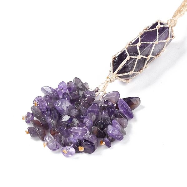 PandaHall Natural Amethyst Reiki Healing Wall Hanging Pendant, Stones Tassels Fengshui Ornament, for Car Home Decoration, 230~240mm Amethyst...
PandaHall Natural Amethyst Reiki Healing Wall Hanging Pendant, Stones Tassels Fengshui Ornament, for Car Home Decoration, 230~240mm Amethyst...