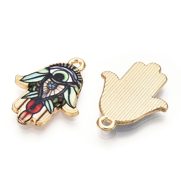 PandaHall Printed Light Gold Tone Alloy Pendants, Hamsa Hand with Eye Charms, Colorful, 23x18x2mm, Hole: 1.4mm Alloy Hamsa Hand
PandaHall Printed Light Gold Tone Alloy Pendants, Hamsa Hand with Eye Charms, Colorful, 23x18x2mm, Hole: 1.4mm Alloy Hamsa Hand