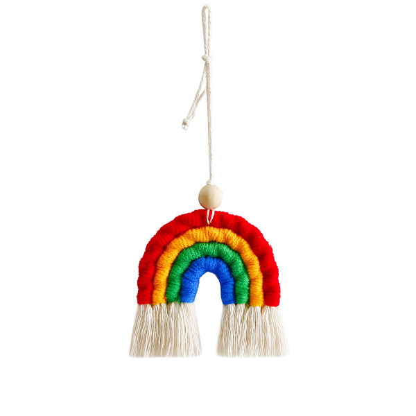 PandaHall Handmade Macrame Weaving Rainbow Tassel Pendant Decorations, with Wood Bead for Car Home Window Decoration, Colorful, 85x90mm...
PandaHall Handmade Macrame Weaving Rainbow Tassel Pendant Decorations, with Wood Bead for Car Home Window Decoration, Colorful, 85x90mm...