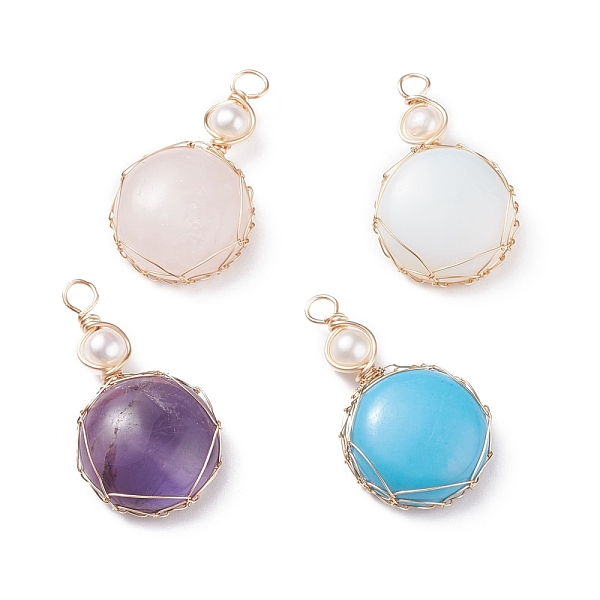 PandaHall Natural & Synthetic Gemstone Copper Wire Wrapped Pendants, with Grade A Natural Cultured Freshwater Pearl, Half Round , Real 18K...
PandaHall Natural & Synthetic Gemstone Copper Wire Wrapped Pendants, with Grade A Natural Cultured Freshwater Pearl, Half Round , Real 18K...