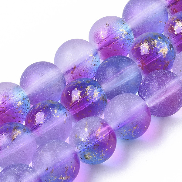 PandaHall Frosted Spray Painted Glass Beads Strands, with Golden Foil, Round, Blue Violet, 10~11mm, Hole: 1.4~1.6mm, about 39~42pcs/Strand..., Purple
PandaHall Frosted Spray Painted Glass Beads Strands, with Golden Foil, Round, Blue Violet, 10~11mm, Hole: 1.4~1.6mm, about 39~42pcs/Strand..., Purple