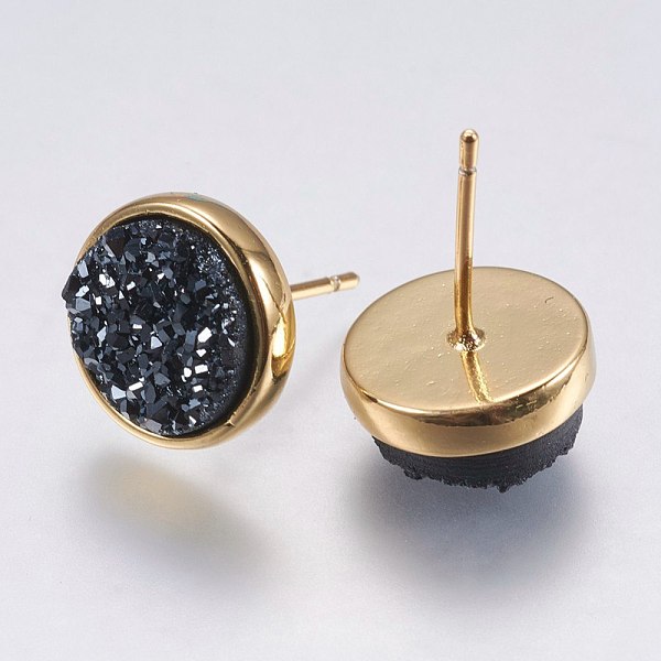 PandaHall Druzy Resin Earrings, with Brass Finding, Flat Round, Prussian Blue, 9.5x16~16.5mm, Pin: 0.8mm Resin Blue
PandaHall Druzy Resin Earrings, with Brass Finding, Flat Round, Prussian Blue, 9.5x16~16.5mm, Pin: 0.8mm Resin Blue