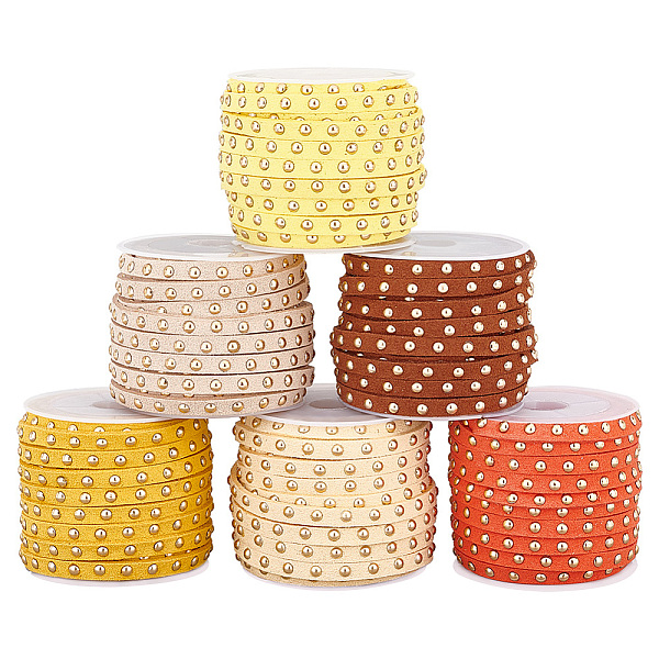 PandaHall 6 Rolls 6 Colors Faux Suede Cord, with Golden Tone Alloy Rivet, For Punk Rock Jewelry Making, Mixed Color, 5x2.5mm, about 5.46..., Multicolor
PandaHall 6 Rolls 6 Colors Faux Suede Cord, with Golden Tone Alloy Rivet, For Punk Rock Jewelry Making, Mixed Color, 5x2.5mm, about 5.46..., Multicolor