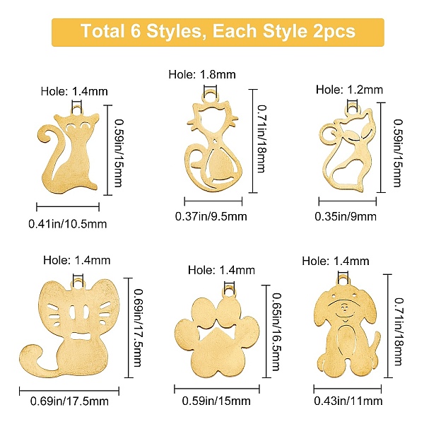 PandaHall SUNNYCLUE 12Pcs 6 Styles 201 Stainless Steel Kitten Pendants, Laser Cut Pendants, Animal, Golden, 2pcs/style 201 Stainless Steel...
PandaHall SUNNYCLUE 12Pcs 6 Styles 201 Stainless Steel Kitten Pendants, Laser Cut Pendants, Animal, Golden, 2pcs/style 201 Stainless Steel...