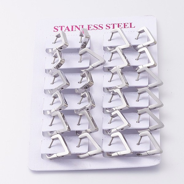 PandaHall 304 Stainless Steel Huggie Hoop Earrings, Diamond Shape, Stainless Steel Color, 17x15x3mm, Pin: 1mm, 12pairs/card 304 Stainless...
PandaHall 304 Stainless Steel Huggie Hoop Earrings, Diamond Shape, Stainless Steel Color, 17x15x3mm, Pin: 1mm, 12pairs/card 304 Stainless...