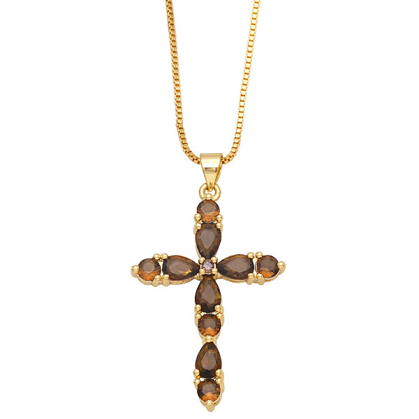 PandaHall Colorful Zircon Cross Necklace Hip Hop Fashion Diamond Sweater Chain NKB266 Brass
PandaHall Colorful Zircon Cross Necklace Hip Hop Fashion Diamond Sweater Chain NKB266 Brass