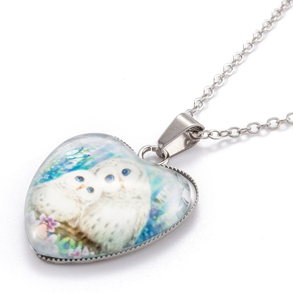 PandaHall Stainless Steel Pendant Necklaces, with Glass and Alloy Cable Chains, Heart, Colorful, Stainless Steel Color, Owl Pattern, 23.82...
PandaHall Stainless Steel Pendant Necklaces, with Glass and Alloy Cable Chains, Heart, Colorful, Stainless Steel Color, Owl Pattern, 23.82...