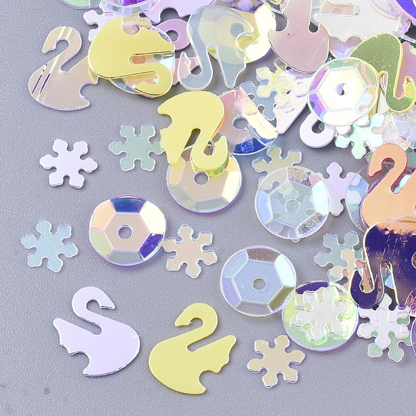 PandaHall Ornament Accessories, PVC Plastic Paillette/Sequins Beads, Snowflake & Swan & Flat Round, Mixed Color, 5~8x4.5~8x0.4mm, Hole..., Multicolor
PandaHall Ornament Accessories, PVC Plastic Paillette/Sequins Beads, Snowflake & Swan & Flat Round, Mixed Color, 5~8x4.5~8x0.4mm, Hole..., Multicolor