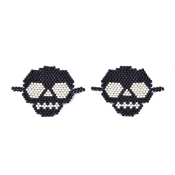 PandaHall Handmade Seed Beads Links Connectors, with Elastic Thread, Loom Pattern, Skull, Black, 30~31x40~41x1.5~3mm, Hole: 3.5mm Glass...
PandaHall Handmade Seed Beads Links Connectors, with Elastic Thread, Loom Pattern, Skull, Black, 30~31x40~41x1.5~3mm, Hole: 3.5mm Glass...