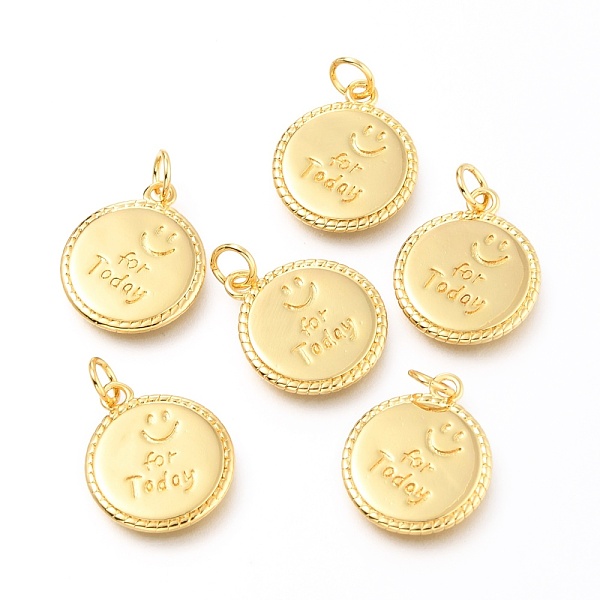 PandaHall Brass Pendants, Flat Round with Smiling Face and Word For Today, Real 18K Gold Plated, 17x14x1.4mm, Hole: 3.4mm Brass Flat Round
PandaHall Brass Pendants, Flat Round with Smiling Face and Word For Today, Real 18K Gold Plated, 17x14x1.4mm, Hole: 3.4mm Brass Flat Round