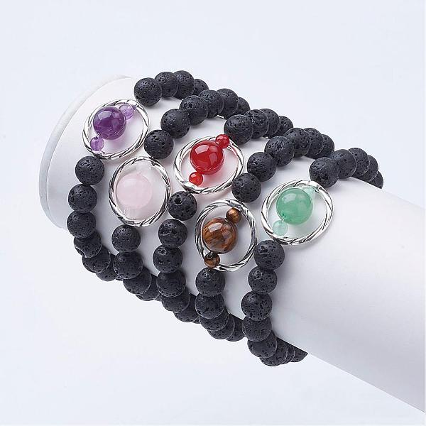 PandaHall Natural Lava Rock Beads Stretch Bracelets, with Gemstone Beads and Alloy Findings, 2 inch(52mm) Mixed Stone
PandaHall Natural Lava Rock Beads Stretch Bracelets, with Gemstone Beads and Alloy Findings, 2 inch(52mm) Mixed Stone