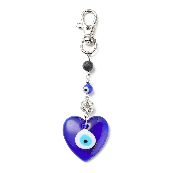 PandaHall Handmade Lampwork Evil Eye Pendant Decoration, Natural Lava Rock Round Bead & Lobster Clasp Charms, for Keychain, Purse, Backpack..., Blue
PandaHall Handmade Lampwork Evil Eye Pendant Decoration, Natural Lava Rock Round Bead & Lobster Clasp Charms, for Keychain, Purse, Backpack..., Blue