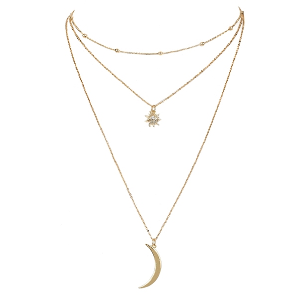 PandaHall Brass Cable & Satellite Chains 3 Layer Necklaces, Moon & Sun Pendant Necklace, Golden, 15.83 inch(40.2cm) Brass Moon
PandaHall Brass Cable & Satellite Chains 3 Layer Necklaces, Moon & Sun Pendant Necklace, Golden, 15.83 inch(40.2cm) Brass Moon