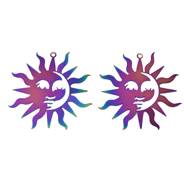 PandaHall Ion Plating(IP) 201 Stainless Steel Filigree Pendants, Etched Metal Embellishments, Sun, Rainbow Color, 40x38x0.3mm, Hole: 1.6mm...
PandaHall Ion Plating(IP) 201 Stainless Steel Filigree Pendants, Etched Metal Embellishments, Sun, Rainbow Color, 40x38x0.3mm, Hole: 1.6mm...