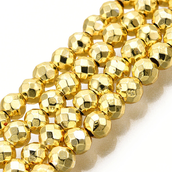 PandaHall Electroplate Non-magnetic Synthetic Hematite Bead Strands, Round, Faceted, Golden Plated, 4mm, Hole: 1mm, about 98~102pcs/strand...
PandaHall Electroplate Non-magnetic Synthetic Hematite Bead Strands, Round, Faceted, Golden Plated, 4mm, Hole: 1mm, about 98~102pcs/strand...