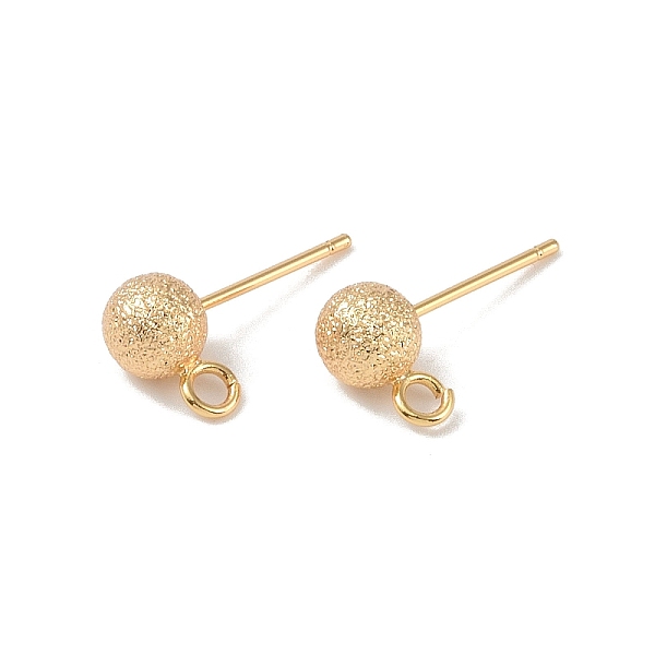 PandaHall Brass Stud Earring Findings, with Loop, Texture Round, Real 18K Gold Plated, 17.5x6mm, Hole: 2mm, Pin: 0.8x11mm Brass Round
PandaHall Brass Stud Earring Findings, with Loop, Texture Round, Real 18K Gold Plated, 17.5x6mm, Hole: 2mm, Pin: 0.8x11mm Brass Round
