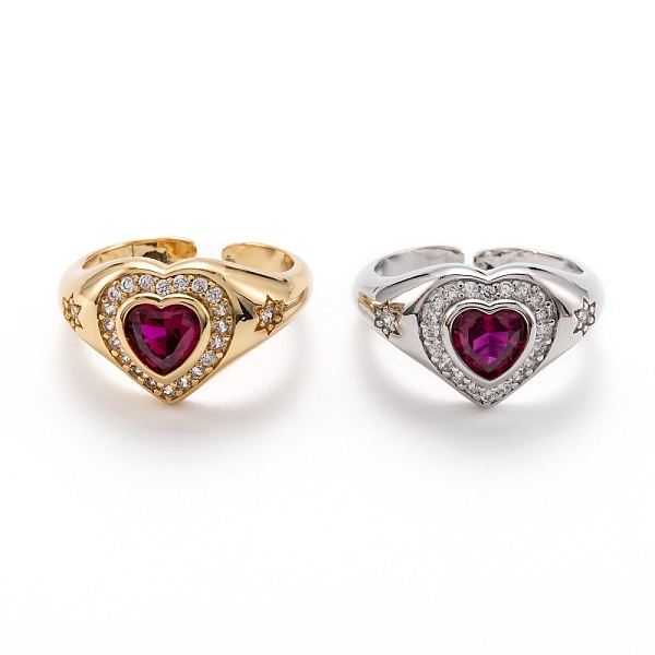 PandaHall Brass Micro Pave Cubic Zirconia Cuff Rings, Open Rings, Long-Lasting Plated, Heart, Fuchsia, Mixed Color, US Size 6 3/4(17.1mm)..., Pink
PandaHall Brass Micro Pave Cubic Zirconia Cuff Rings, Open Rings, Long-Lasting Plated, Heart, Fuchsia, Mixed Color, US Size 6 3/4(17.1mm)..., Pink