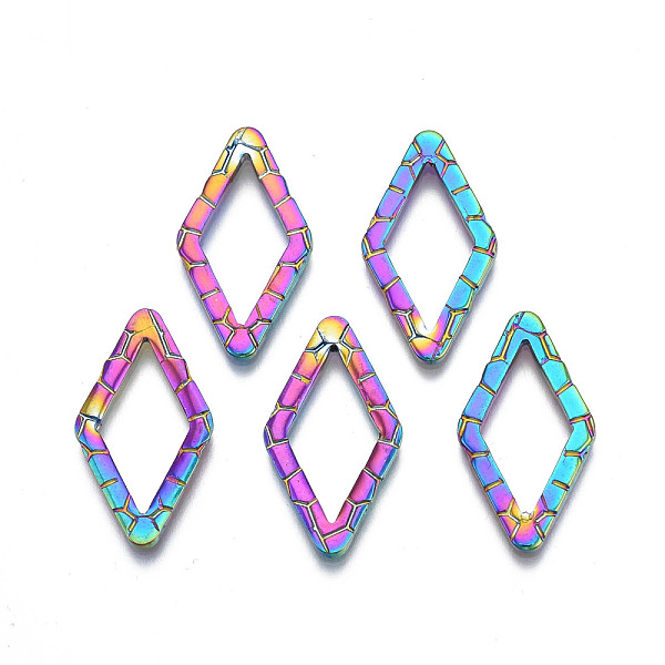 PandaHall Rack Plating 304 Stainless Steel Link Ring, Cadmium Free & Nickel Free & Lead Free, Textured Rhombus, Rainbow Color, 24x13x1.5mm...
PandaHall Rack Plating 304 Stainless Steel Link Ring, Cadmium Free & Nickel Free & Lead Free, Textured Rhombus, Rainbow Color, 24x13x1.5mm...