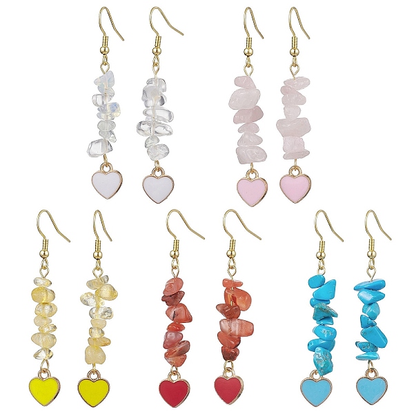 PandaHall Natural & Synthetic Mixed Gemstone Chips Dangle Earrings, Heart Alloy Long Drop Earrings, 60~61.5x9.5~13mm Mixed Stone Heart..., Multicolor
PandaHall Natural & Synthetic Mixed Gemstone Chips Dangle Earrings, Heart Alloy Long Drop Earrings, 60~61.5x9.5~13mm Mixed Stone Heart..., Multicolor