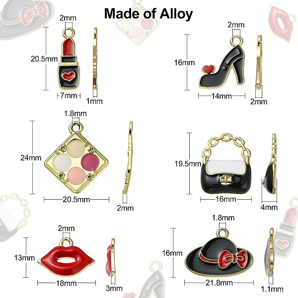 PandaHall 30Pcs 6 Styles Rack Plating Alloy Enamel Pendants, Cadmium Free & Nickel Free & Lead Free, Beach Hat/High-Heeled/Lip/Eyeshadow..., Multicolor
PandaHall 30Pcs 6 Styles Rack Plating Alloy Enamel Pendants, Cadmium Free & Nickel Free & Lead Free, Beach Hat/High-Heeled/Lip/Eyeshadow..., Multicolor