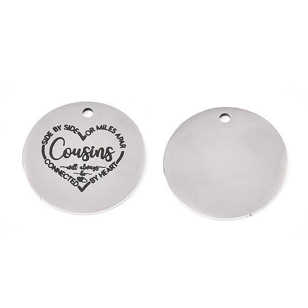 PandaHall 201 Stainless Steel Pendants, Flat Round with Heart & Word Cousins, Stainless Steel Color, 30x1.5mm, Hole: 2mm 201 Stainless Steel...
PandaHall 201 Stainless Steel Pendants, Flat Round with Heart & Word Cousins, Stainless Steel Color, 30x1.5mm, Hole: 2mm 201 Stainless Steel...
