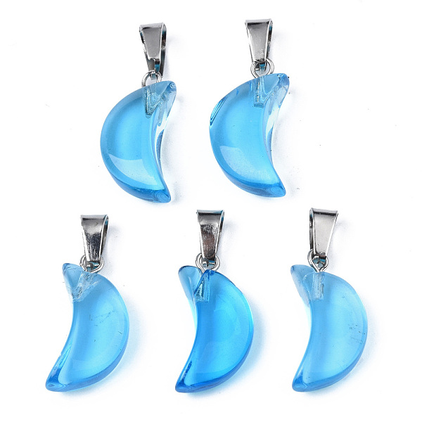 PandaHall Transparent Spray Painted Glass Pendants, with Platinum Plated Brass Bails, Moon, Deep Sky Blue, 21.5x10.5x6mm, Hole: 4mm...
PandaHall Transparent Spray Painted Glass Pendants, with Platinum Plated Brass Bails, Moon, Deep Sky Blue, 21.5x10.5x6mm, Hole: 4mm...