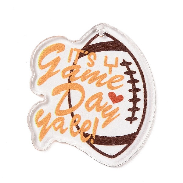 PandaHall Sport Theme Transparent Acrylic Pendants, Word It's Game Day Yaee, Saddle Brown, 40x35x2.2mm, Hole: 1.4mm Acrylic
PandaHall Sport Theme Transparent Acrylic Pendants, Word It's Game Day Yaee, Saddle Brown, 40x35x2.2mm, Hole: 1.4mm Acrylic
