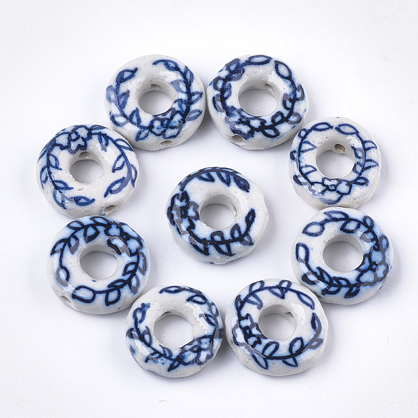 PandaHall Handmade Porcelain Bead Frame Beads, Blue and White Porcelain, Donut with Leaf, Marine Blue, 19x6.5mm, Hole: 1.6mm Porcelain Donut...
PandaHall Handmade Porcelain Bead Frame Beads, Blue and White Porcelain, Donut with Leaf, Marine Blue, 19x6.5mm, Hole: 1.6mm Porcelain Donut...