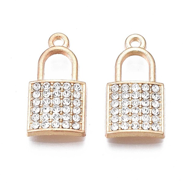 PandaHall Alloy Pendants, with Crystal Rhinestone, Cadmium Free & Nickel Free & Lead Free, Light Gold, Pad Lock, Light Gold, 20.5x10.5x2mm..., Clear
PandaHall Alloy Pendants, with Crystal Rhinestone, Cadmium Free & Nickel Free & Lead Free, Light Gold, Pad Lock, Light Gold, 20.5x10.5x2mm..., Clear