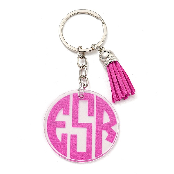 PandaHall Acrylic Flat Round with Suede Tassel Pendant Keychain, with Iron Key Ring, Hot Pink, 100mm Acrylic Flat Round
PandaHall Acrylic Flat Round with Suede Tassel Pendant Keychain, with Iron Key Ring, Hot Pink, 100mm Acrylic Flat Round
