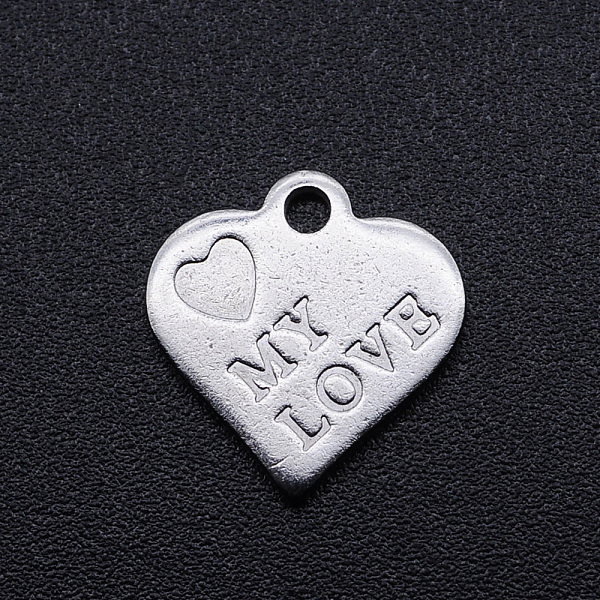 PandaHall Valentine's Day Theme, 201 Stainless Steel Charms, Heart with Word My Love, Stainless Steel Color, 13x12.5x1mm, Hole: 1.5mm 201...
PandaHall Valentine's Day Theme, 201 Stainless Steel Charms, Heart with Word My Love, Stainless Steel Color, 13x12.5x1mm, Hole: 1.5mm 201...