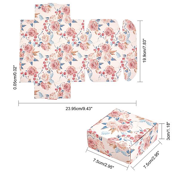 PandaHall Flower Pattern Paper Gift Boxes, Folding Boxes, for Jewelry Square, Mixed Color, 7.5x7.5x3cm, 5 colors, 6pcs/color, 30pcs/set..., Multicolor
PandaHall Flower Pattern Paper Gift Boxes, Folding Boxes, for Jewelry Square, Mixed Color, 7.5x7.5x3cm, 5 colors, 6pcs/color, 30pcs/set..., Multicolor