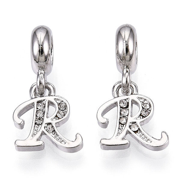 PandaHall Platinum Rack Plating Alloy Rhinestone European Dangle Charms, Large Hole Pendants, Letter, Cadmium Free & Lead Free, Letter.R...
PandaHall Platinum Rack Plating Alloy Rhinestone European Dangle Charms, Large Hole Pendants, Letter, Cadmium Free & Lead Free, Letter.R...
