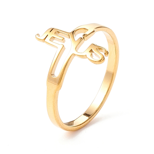 PandaHall Word Jesus 304 Stainless Steel Finger Ring for Women, Golden, Inner Diameter: US Size 6 1/2(16.9mm) 304 Stainless Steel
PandaHall Word Jesus 304 Stainless Steel Finger Ring for Women, Golden, Inner Diameter: US Size 6 1/2(16.9mm) 304 Stainless Steel