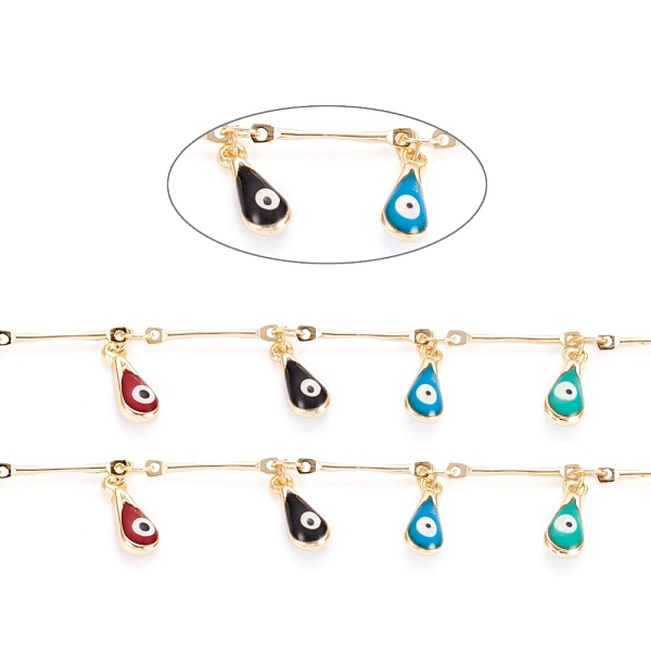 PandaHall Handmade Brass Bar Link Chains, with Enamel Charms and Spool, Soldered, Long-Lasting Plated, Teardrop with Evil Eye, Real 18K Gold...
PandaHall Handmade Brass Bar Link Chains, with Enamel Charms and Spool, Soldered, Long-Lasting Plated, Teardrop with Evil Eye, Real 18K Gold...