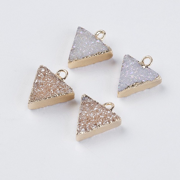 PandaHall Natural Druzy Agate Charms, Rainbow Plated, with Golden Plated Brass Findings, Triangle, Mixed Color, 13~15x11.5~13x4mm, Hole..., Multicolor
PandaHall Natural Druzy Agate Charms, Rainbow Plated, with Golden Plated Brass Findings, Triangle, Mixed Color, 13~15x11.5~13x4mm, Hole..., Multicolor