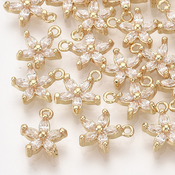 PandaHall Brass Cubic Zirconia Charms, Flower, Clear, Real 18K Gold Plated, 9.5x8x3mm, Hole: 1mm Brass+Cubic Zirconia Flower Clear
PandaHall Brass Cubic Zirconia Charms, Flower, Clear, Real 18K Gold Plated, 9.5x8x3mm, Hole: 1mm Brass+Cubic Zirconia Flower Clear