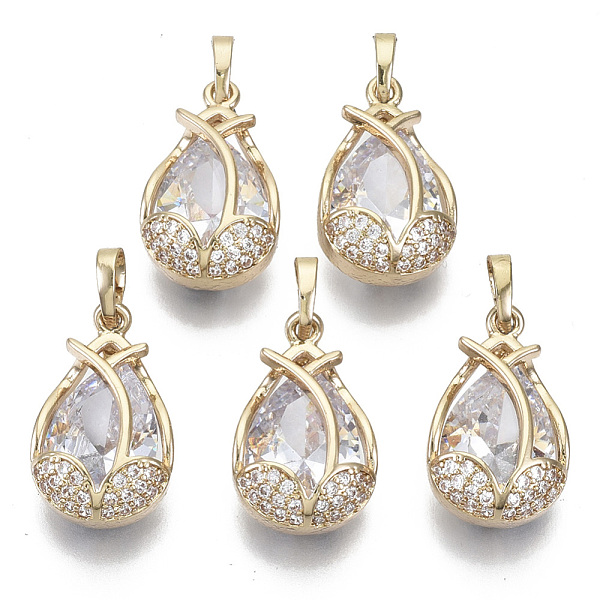 PandaHall Brass Micro Cubic Zirconia Pendants, with Glass and Brass Snap on Bails, Teardrop, Light Gold, Clear, 19x12.5x8mm, Hole: 6x4mm...
PandaHall Brass Micro Cubic Zirconia Pendants, with Glass and Brass Snap on Bails, Teardrop, Light Gold, Clear, 19x12.5x8mm, Hole: 6x4mm...