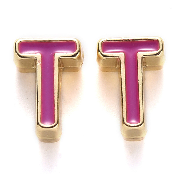 PandaHall Rack Plating Alloy Enamel Beads, Cadmium Free & Nickel Free & Lead Free, Light Gold, Medium Violet Red, Letter.T, T: 10x7x5mm...
PandaHall Rack Plating Alloy Enamel Beads, Cadmium Free & Nickel Free & Lead Free, Light Gold, Medium Violet Red, Letter.T, T: 10x7x5mm...