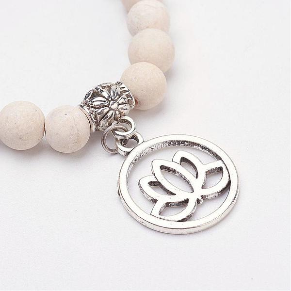 PandaHall Natural White Jade(Dyed) Beads & Weathered Agate Beads Stretch Bracelets, with Tibetan Style Lotus Pendants, White, 2 inch(53mm)...
PandaHall Natural White Jade(Dyed) Beads & Weathered Agate Beads Stretch Bracelets, with Tibetan Style Lotus Pendants, White, 2 inch(53mm)...