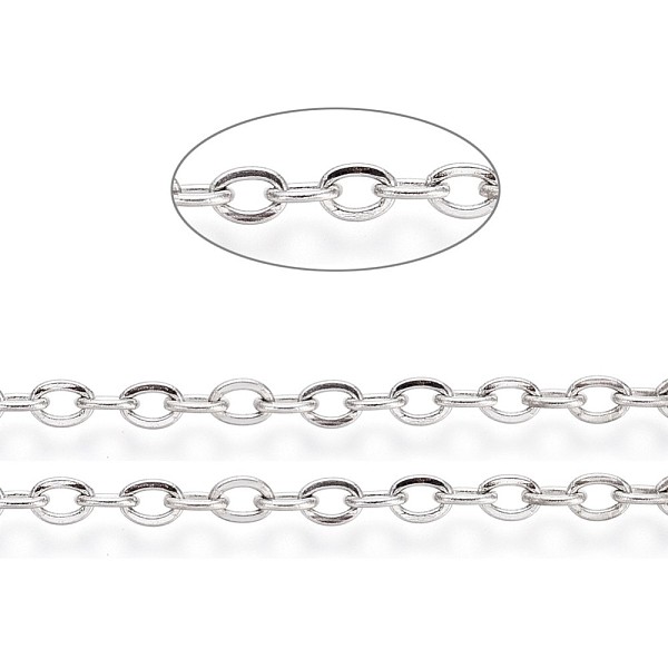 PandaHall 304 Stainless Steel Cable Chains, Soldered, with Card Paper, Flat Oval, Stainless Steel Color, Links: 3.5x3x0.6mm, about 32.8 Feet...
PandaHall 304 Stainless Steel Cable Chains, Soldered, with Card Paper, Flat Oval, Stainless Steel Color, Links: 3.5x3x0.6mm, about 32.8 Feet...